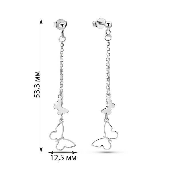 Золотые серьги Бабочки (арт. 1091554б) – изображение 2