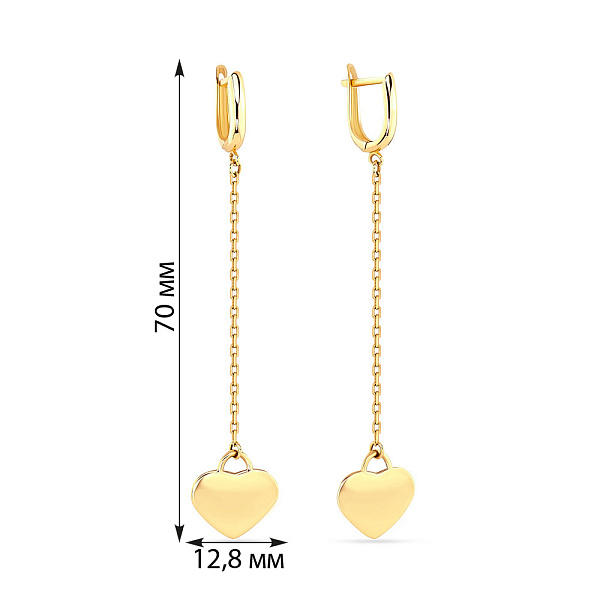 Золоті сережки з підвісками «Сердечка» (арт. 107260ж) – зображення 2