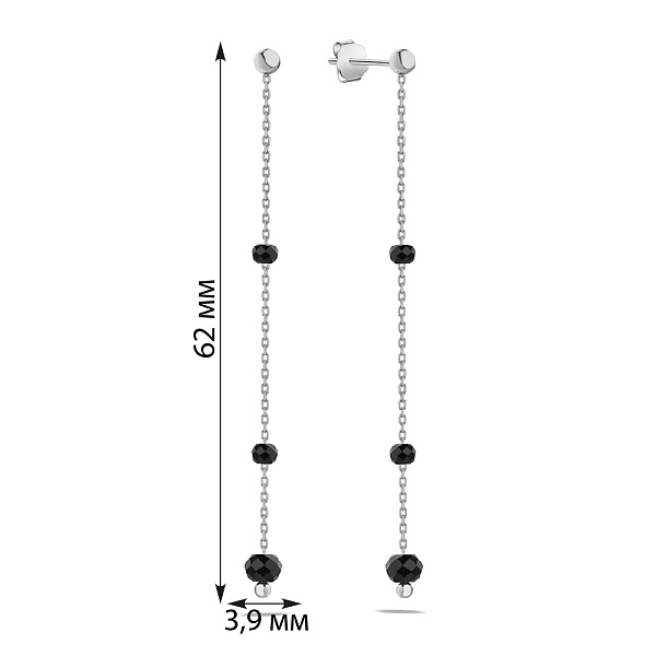 Золотые серьги-подвески с ониксом (арт. 106798бо) – изображение 2