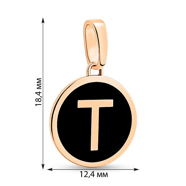 Золотой подвес Буква Т с эмалью (арт. 440995еч) – изображение 3