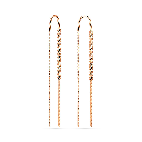 Сережки-протяжки из красного золота (арт. 109969) – изображение 1