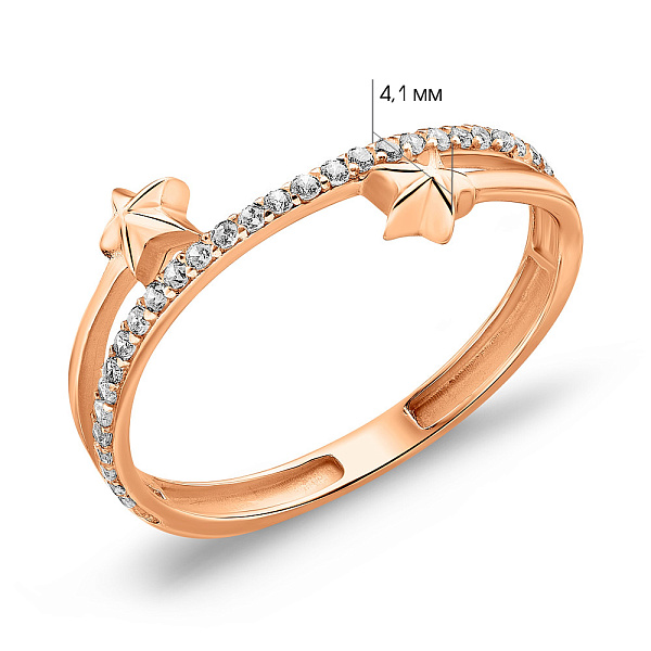 Кольцо из красного золота с фианитами (арт. 155589) – изображение 5