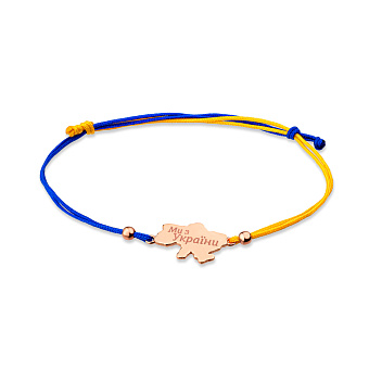 Браслет на синій і жовтій нитці з золотою вставкою (арт. 340027сж)