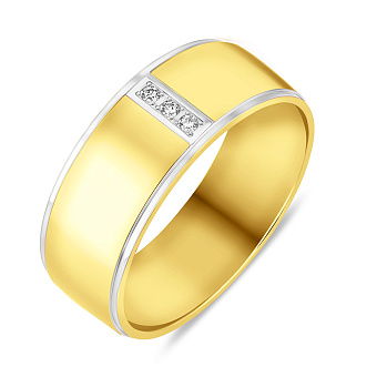 Фото Обручка «Американка» з камінням та вставками з білого золота (арт. 239189ж)