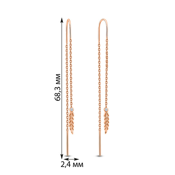 Золоті сережки-протяжки Колоски (арт. 1101044) – зображення 4