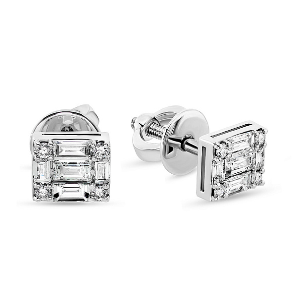 Пусеты из белого золота с бриллиантами (арт. Т011129040б) – изображение 1