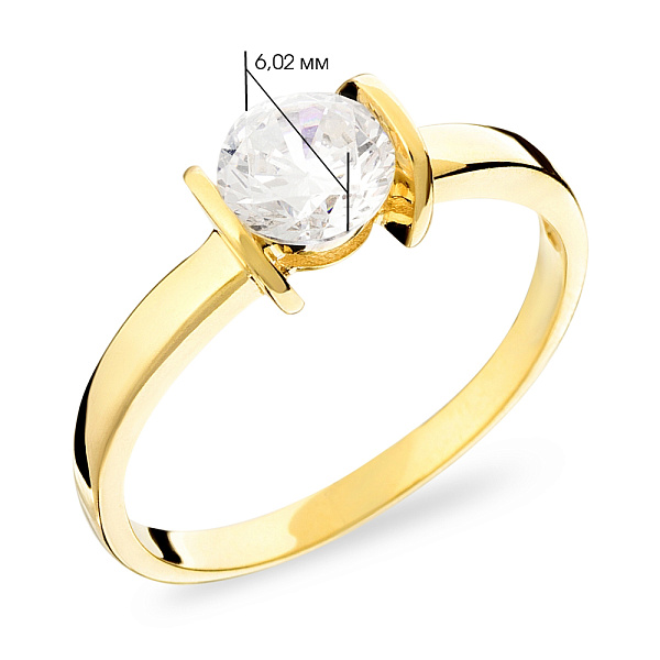 Помолвочное кольцо из желтого золота с фианитом (арт. 140593ж) – изображение 2
