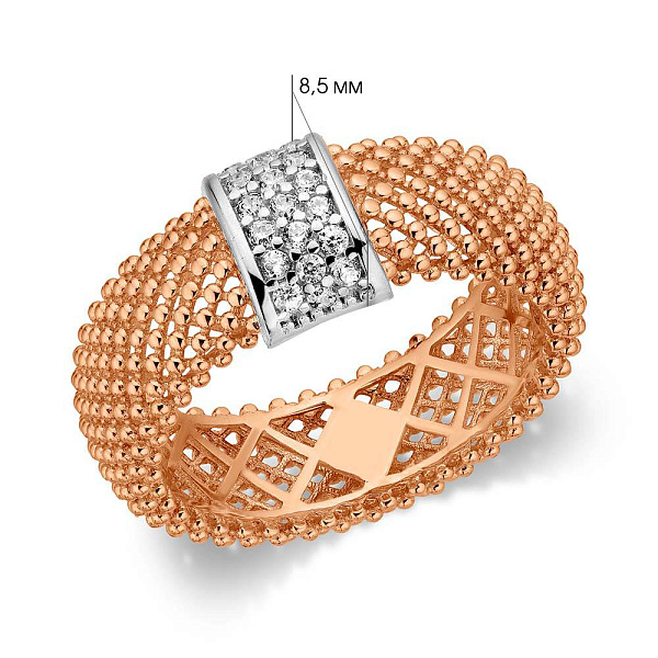 Каблучка з червоного золота з фіанітами (арт. 156723р) – зображення 2
