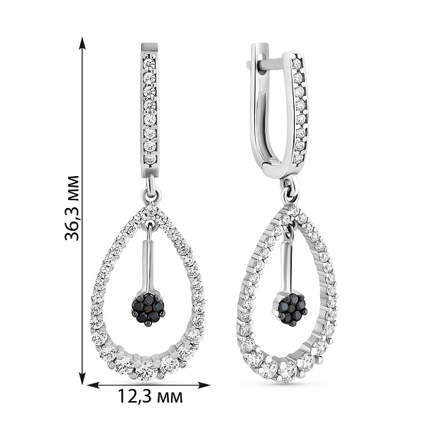 Золотые серьги-подвески с фианитами (арт. 101659бч) – изображение 2