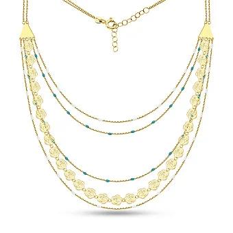 Багатошарове кольє Francelli з жовтого золота з емаллю (арт. 352857жебг)