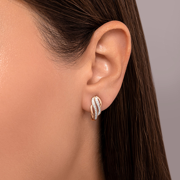 Сережки з червоного золота з діамантами (арт. С011223020) – зображення 2