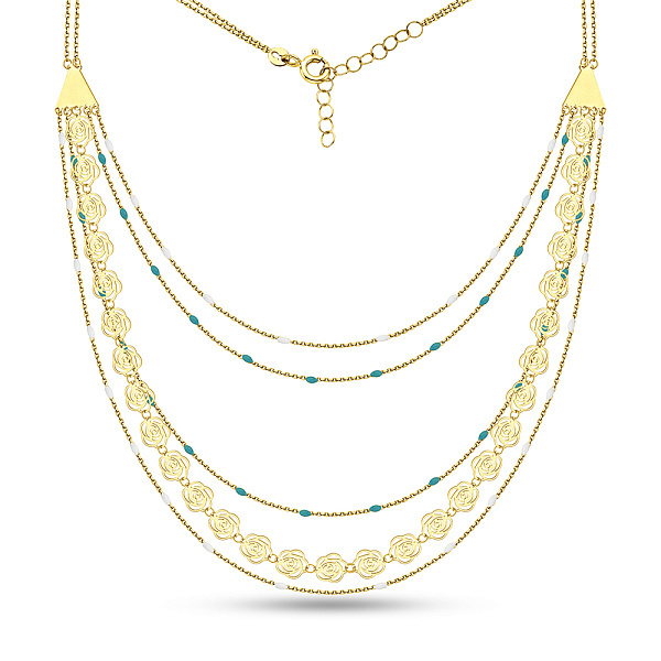 Многослойное колье Francelli из желтого золота с эмалью (арт. 352857жебг) – изображение 1