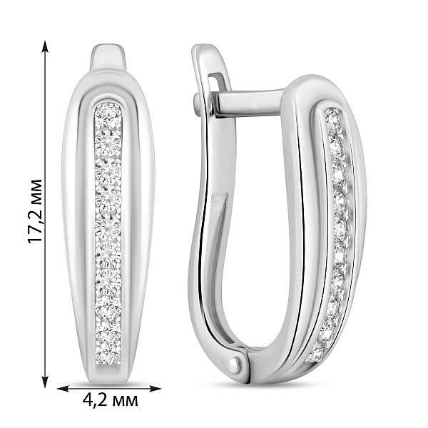 Серьги из белого золота с дорожкой из фианитов (арт. 110535б) – изображение 4