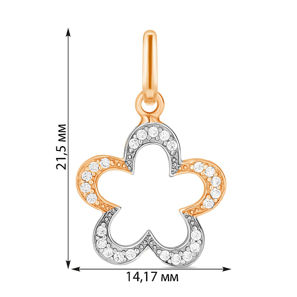 Золотая подвеска Цветок с фианитами (арт. 422683) – изображение 2