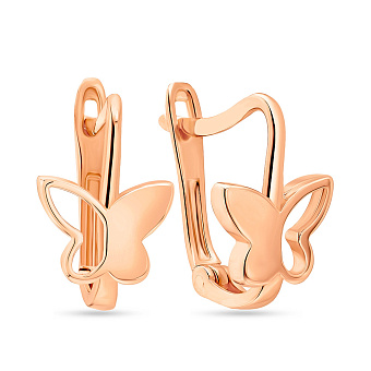 Детские серьги "Бабочки" из красного золота (арт. 106984)