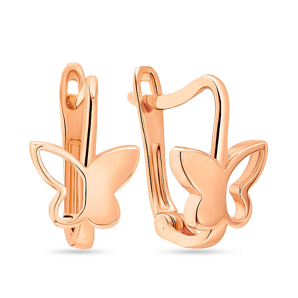Детские серьги "Бабочки" из красного золота (арт. 106984) – изображение 1