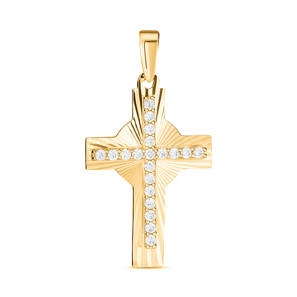 Хрестик з жовтого золота з фіанітами (арт. 443832ж) – зображення 1
