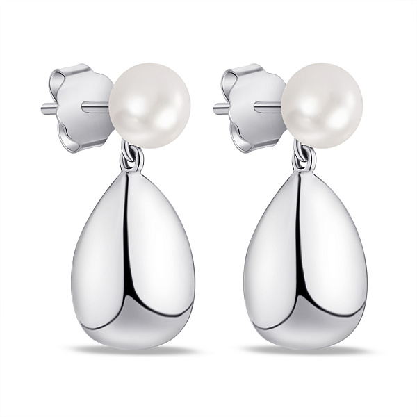 Серьги-подвески из серебра с жемчугом (арт. 7518/7002жб) – изображение 1