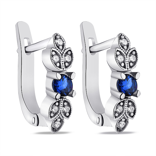 Сережки срібні з синім альпінітом і фіанітами (арт. 7502/1963ас) – зображення 1