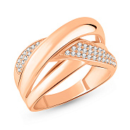 Фото Широкое золотое кольцо с фианитами (арт. 156121)