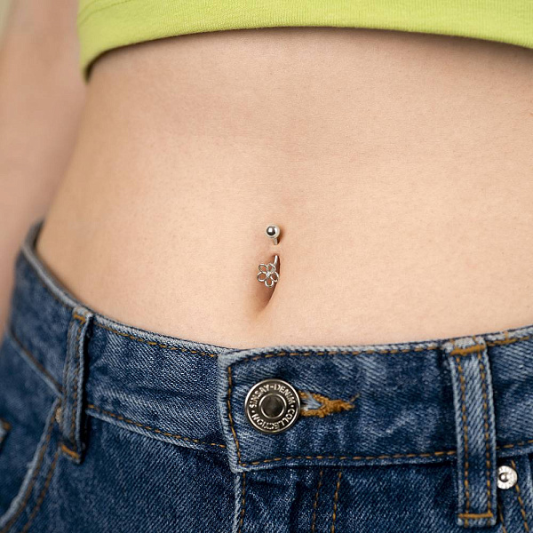 Золотая серьга-пирсинг для пупка с фианитом (арт. 360086б) – изображение 2