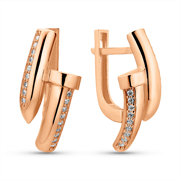 Золотые сережки Гвоздь с фианитами (арт. 1091914) – изображение 1