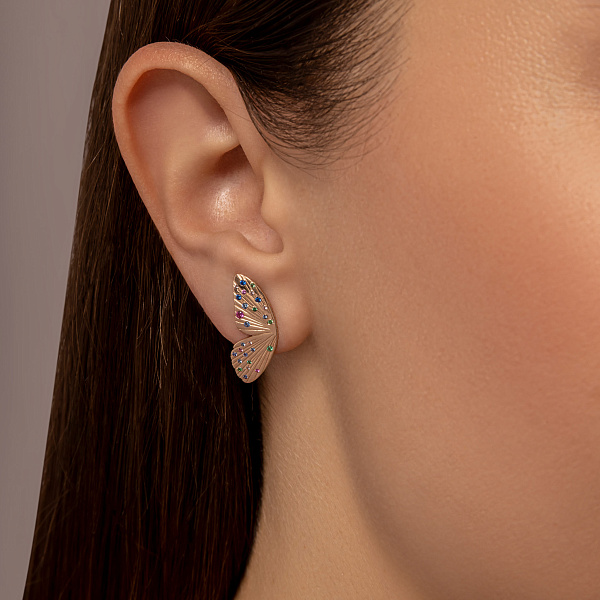 Золотые серьги с фианитами (арт. 111373цв) – изображение 3