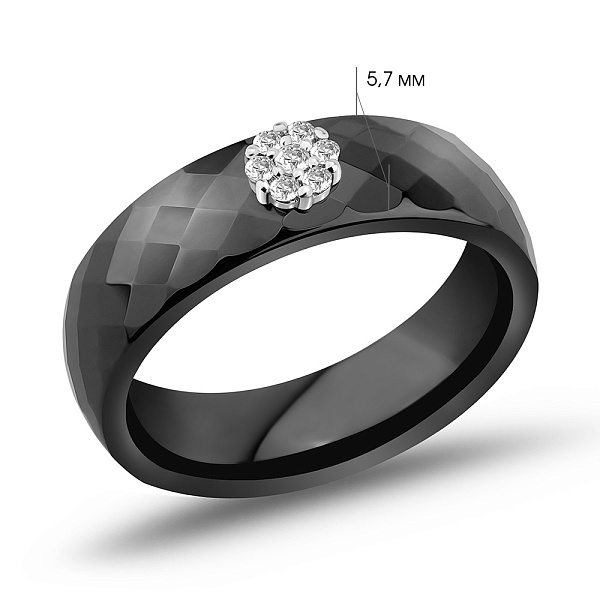 Каблучка з золота та чорної кераміки з діамантами (арт. К011229005бча) – зображення 5