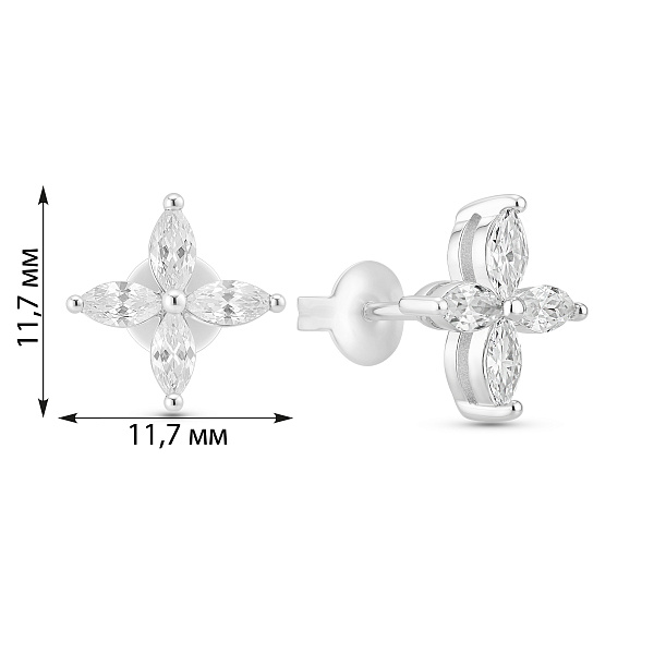 Серебряные серьги-пусеты Цветок (арт. 7518/7163) – изображение 2