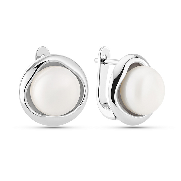 Срібні сережки з перлинами (арт. 7502/2187080жб) – зображення 1