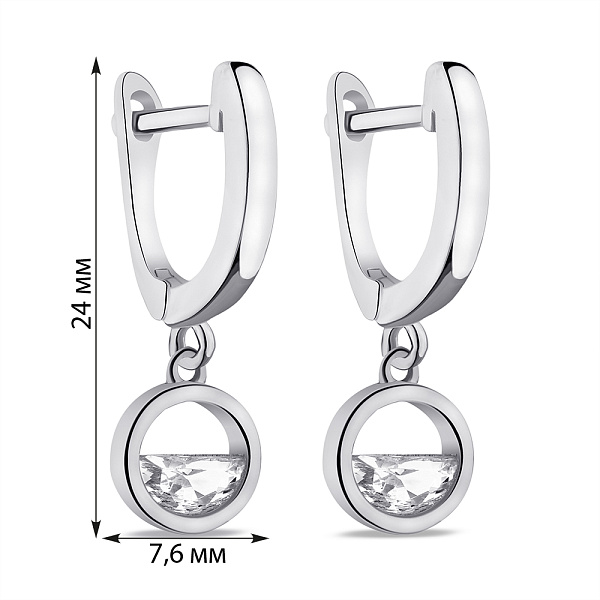 Серебряные серьги-подвески с фианитами (арт. 7502/9735) – изображение 2