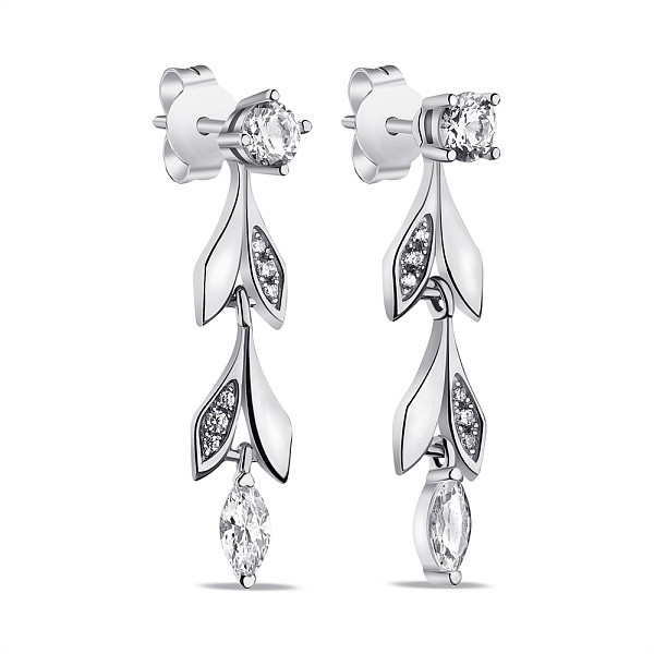 Серебряные серьги-трансформеры с фианитами (арт. 7518/6741) – изображение 1