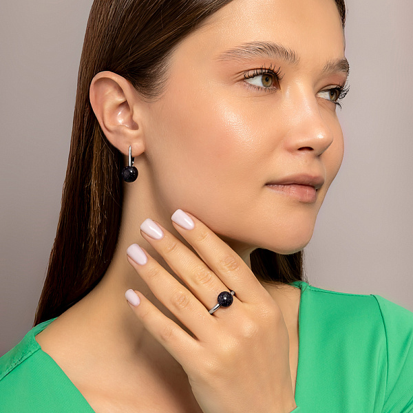 Серебряные серьги с авантюрином (арт. 7502/2250Авч) – изображение 3