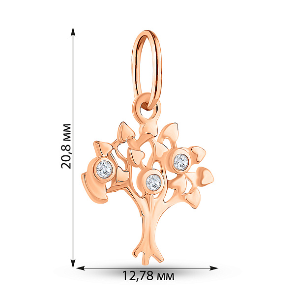 Подвес из красного золота с фианитами (арт. 424814) – изображение 2