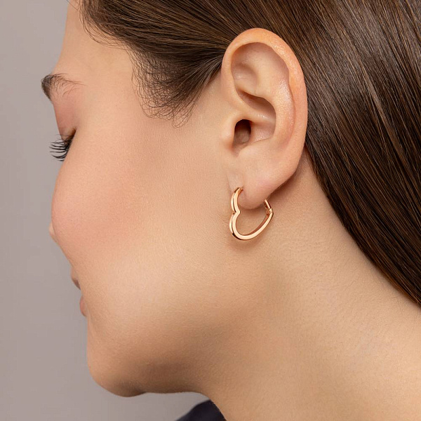 Золотые сережки Сердечки (арт. 1101058) – изображение 3