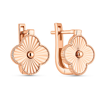 Фото Золотые серьги Клевер без камней (арт. 1092170/10)