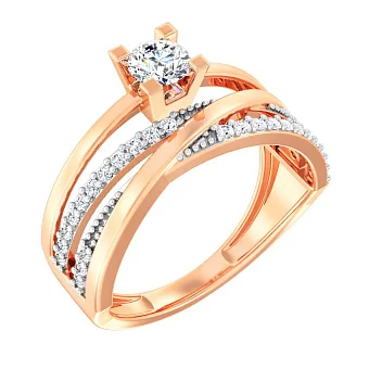 Золотое кольцо Синергия с фианитами (арт. 140818)