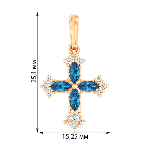 Золотой крестик с топазом и фианитами (арт. 4401029Пл) – изображение 3
