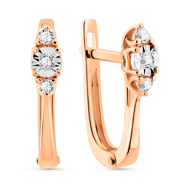 Серьги из красного золота с бриллиантами (арт. С011742010) – изображение 1