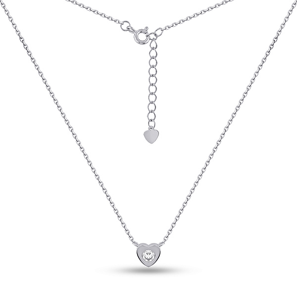 Серебряное колье Сердце с одним фианитом (арт. 7507/2205) – изображение 2
