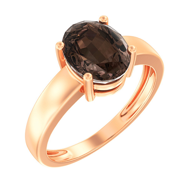Кольцо из красного золота с дымчатым кварцем (арт. 141089Пкр) – изображение 1