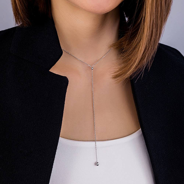 Колье Fly из белого золота с шариками (арт. 352373/1б) – изображение 3