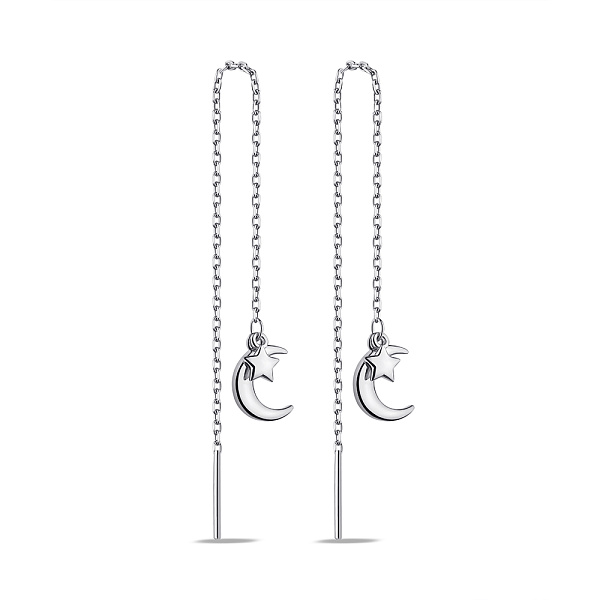 Срібні сережки-протяжки Місяць (арт. 7502/9727) – зображення 1