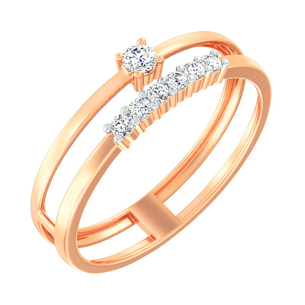 Подвійна каблучка з червоного золота з фіанітами (арт. 140821) – зображення 1