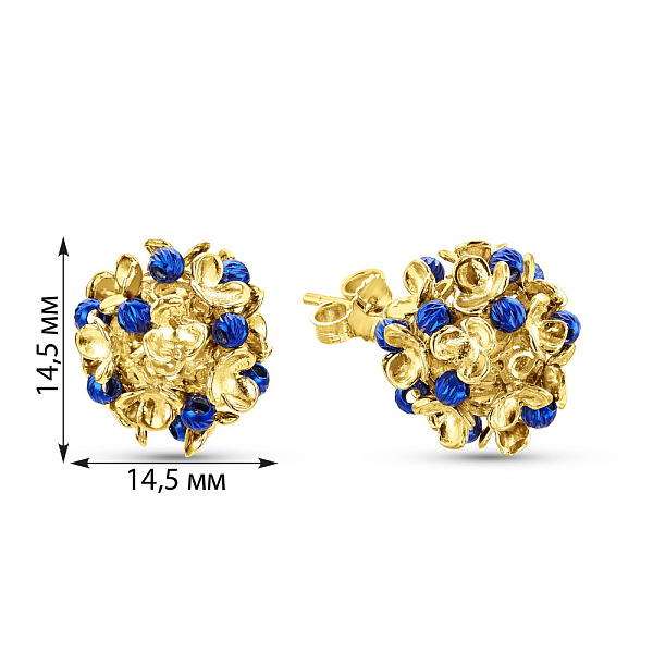 Сережки-пусети з жовтого золота Francelli (арт. 1091611жс) – зображення 6