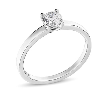 Фото Помолвочное кольцо из белого золота с бриллиантом (арт. К01116205036б)