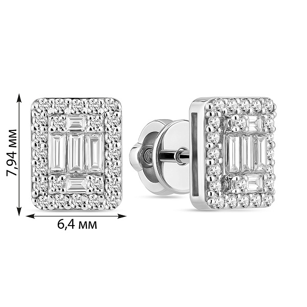 Серьги-пусеты из белого золота с бриллиантами разной формы (арт. Т011232040б) – изображение 5