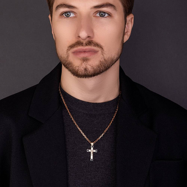 Нательный крестик из красного золота с ониксом (арт. 501675кб) – изображение 4