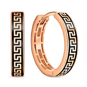 Фото Сережки-кільця з червоного золота Олімпія з емаллю (арт. 1092132еч)