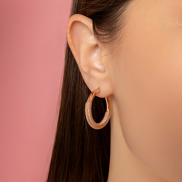 Сережки-кільця з червоного золота (арт. 1091619/25) – зображення 2